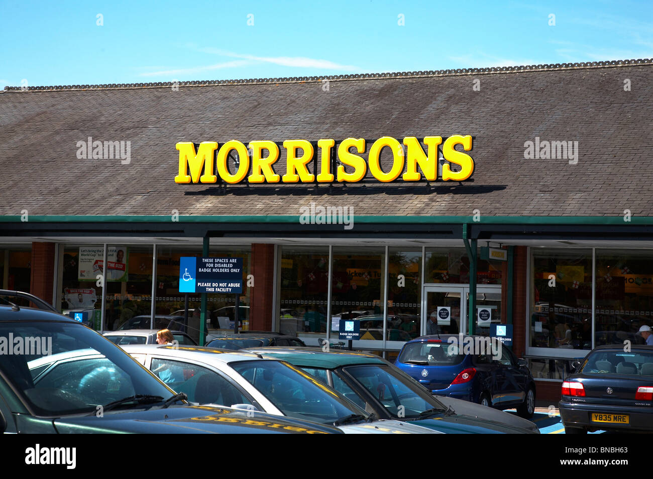 Morrisons logo on shop Stock Photo