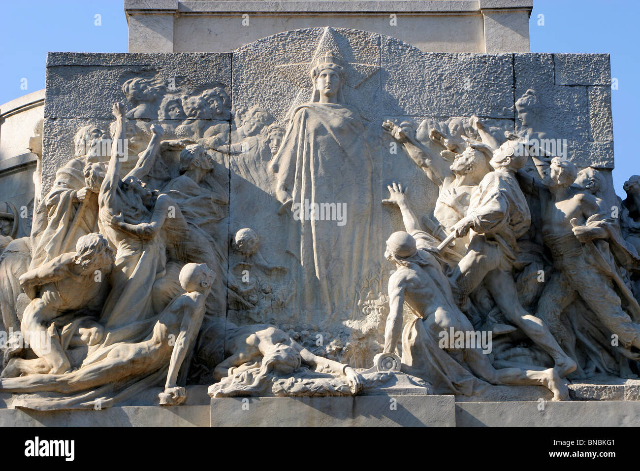 Rome - relief from Monument to Giuseppe Mazzini over circo massimo Stock Photo
