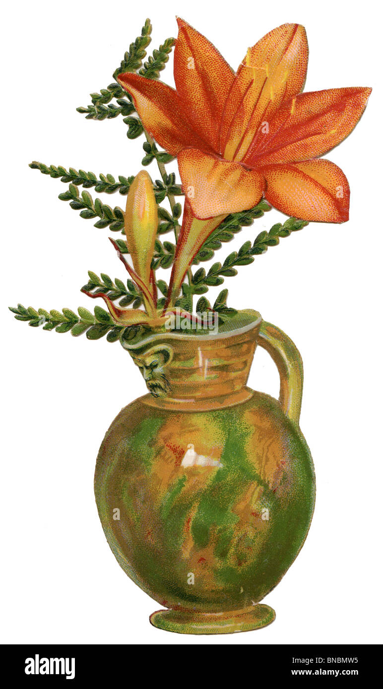 Orange Trumpet Flower in Decorative Vase Stock Photo Alamy