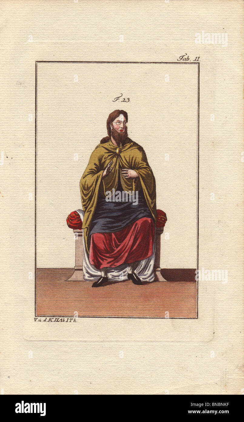 A very high-ranking Anglo Saxon nobleman in surtout and great mantle ...