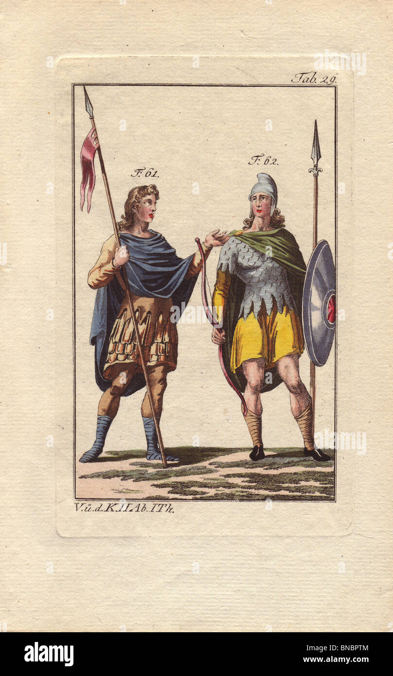 Two Anglo Saxon soldiers in suits of armor from the end of the 9th and