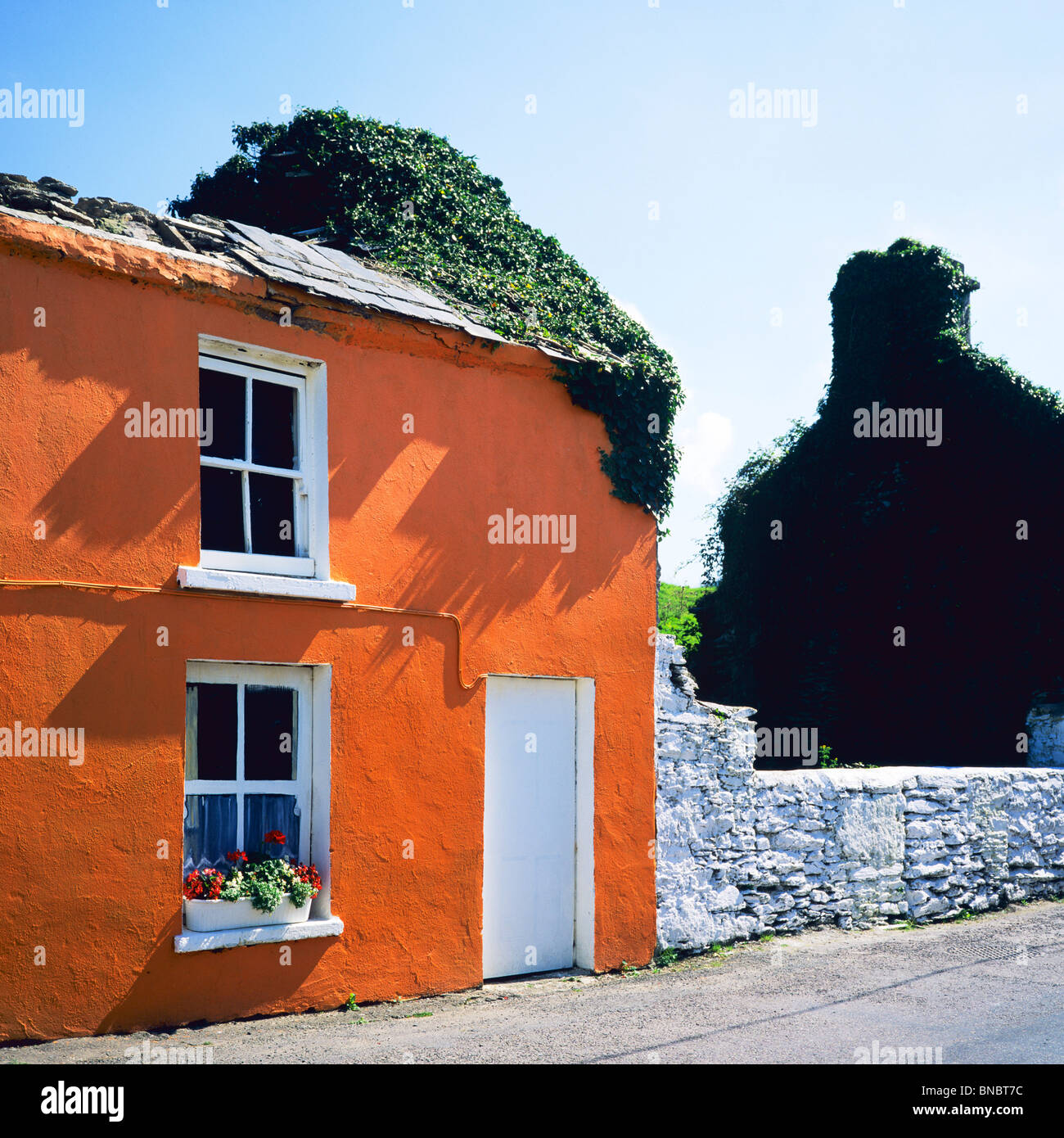 VERMILION PAINTED HOUSE EYERIES BEARA PENINSULA COUNTY CORK IRELAND