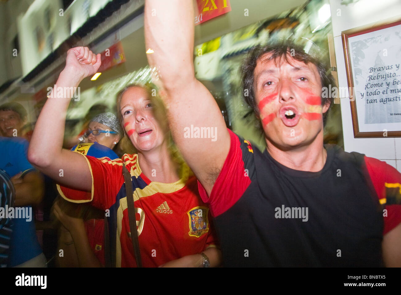 Series of photos of the celebrations in Spain after the world cup final win. Taken in Las Palmas de Gran Canaria Stock Photo