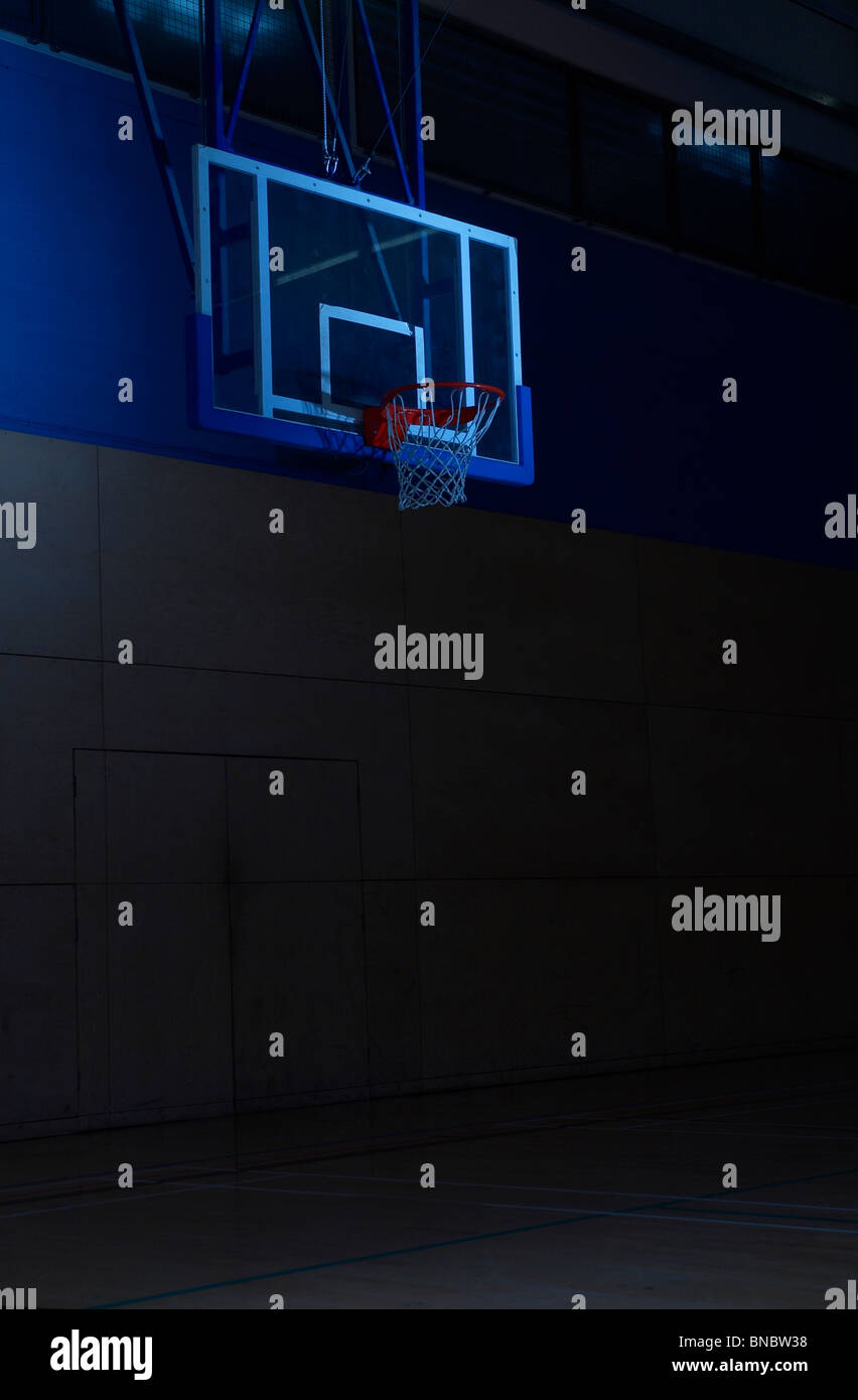 Empty basketball court goal Stock Photo Alamy