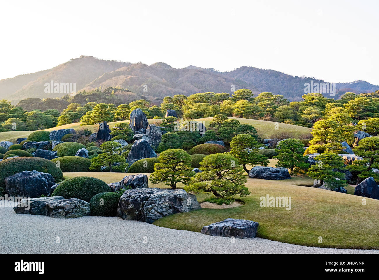 Japanese Garden at Adachi Museum in Shimane Prefecture Japan Traditional Japanese Landscape Stock Photo