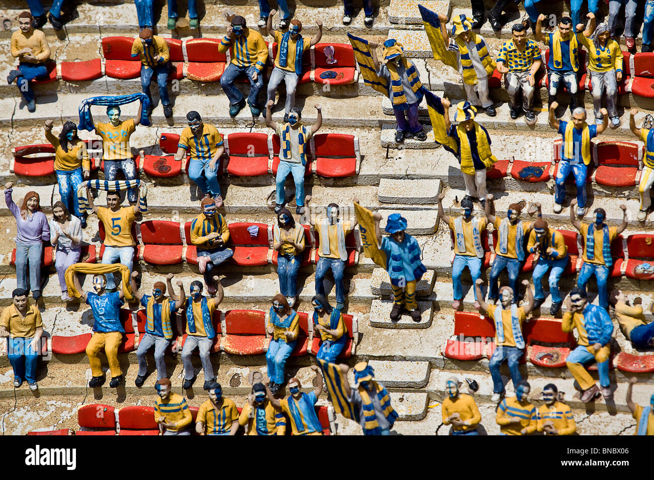 Fimo clay display of football fans in a stadium Stock Photo - Alamy