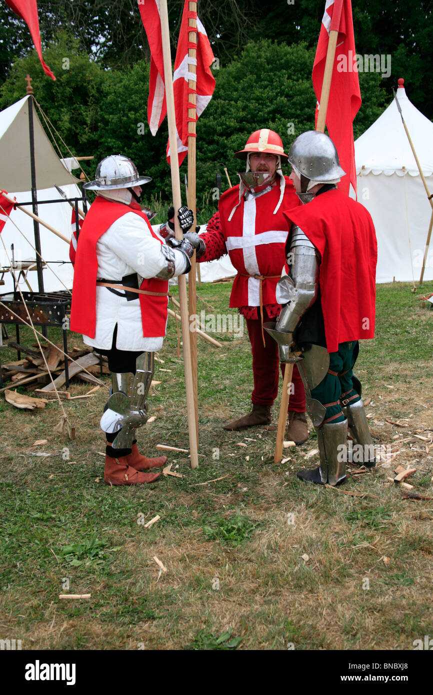 Battle of Tewkesbury Re-enactment, 2010; Standard bearers Stock Photo