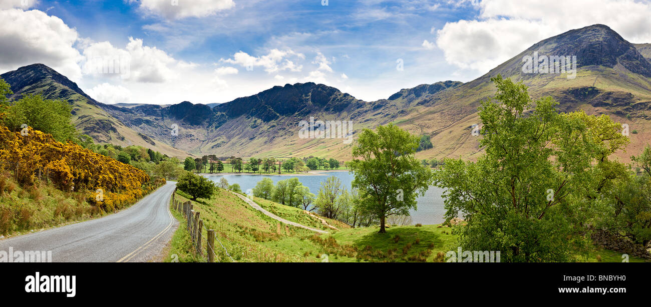 Buttermere landscape with Fleetwith Pike, Grey Knotts, Haystacks and High Crag, The Lake District, Cumbria, England, UK Stock Photo