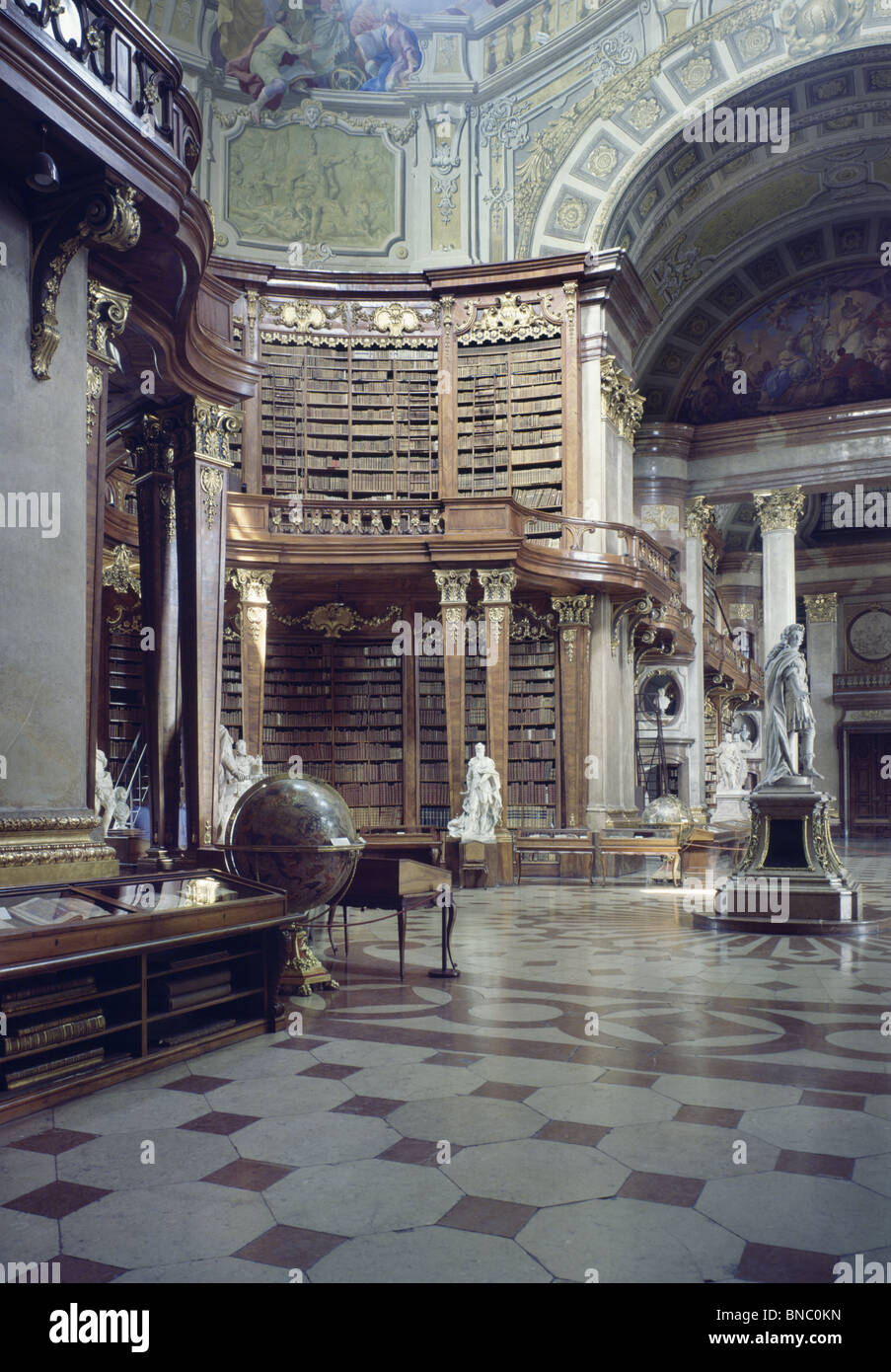 Vienna Hofbibliothek (Hapsburg imperial library) 1723-37 by Fischer Von Ehrlach completed by his son interior baroque Stock Photo