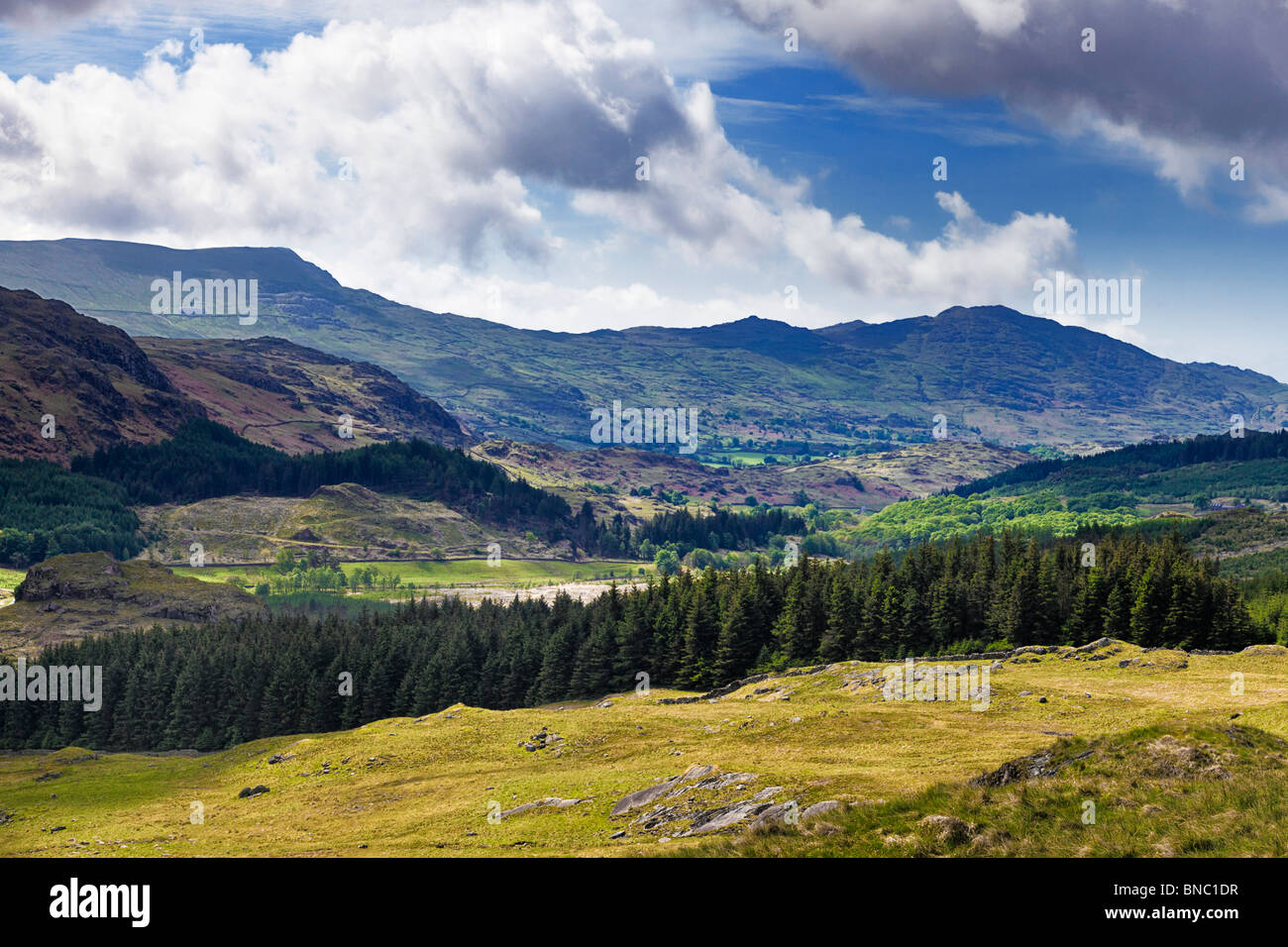 Seathwaite fells from Hardknott Pass The Lake District Cumbria England UK Stock Photo