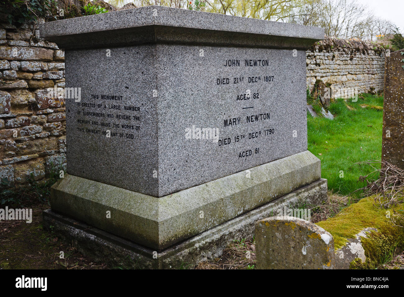 Grave of slave abolitionist John Newton, Church of St Peter and St Paul, Olney, Buckinghamshire, England Stock Photo