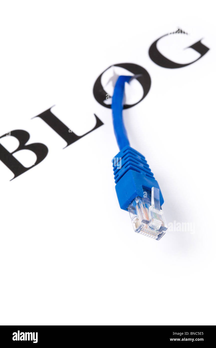 Blog and network cable, internet Diary concept Stock Photo