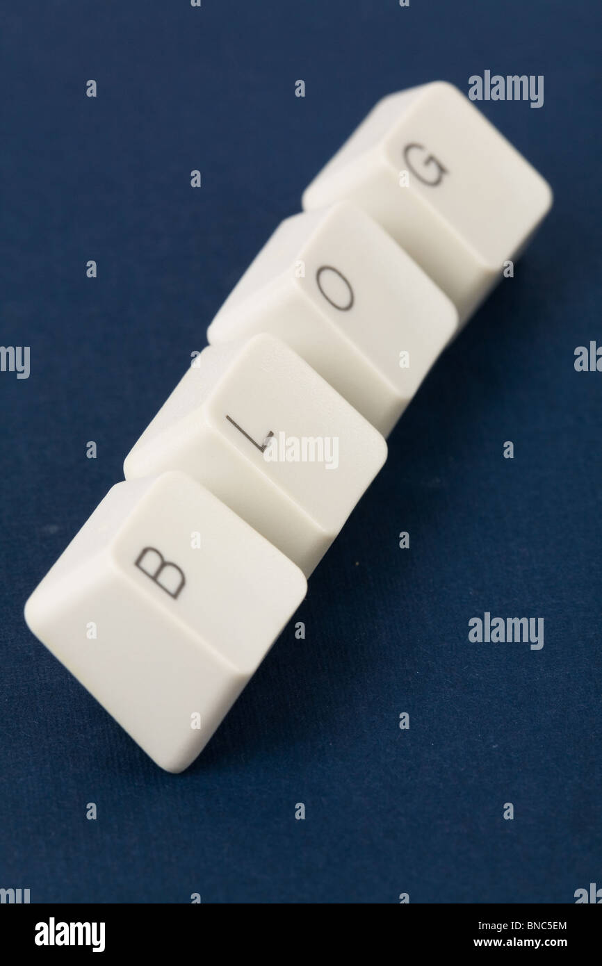 Blog and computer keyboard, internet Diary concept Stock Photo
