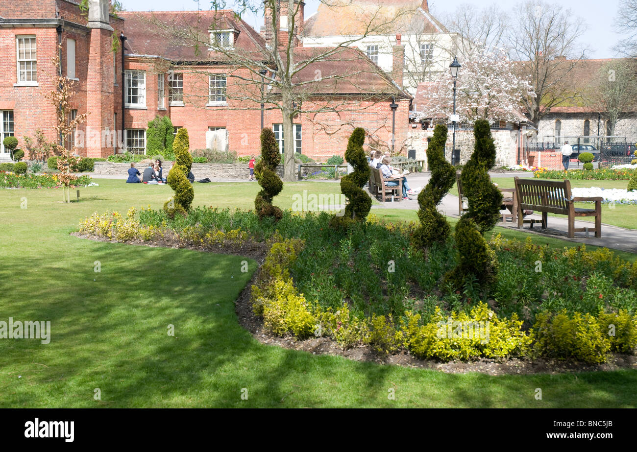 Abbey Gardens Winchester Hampshire Stock Photo Alamy