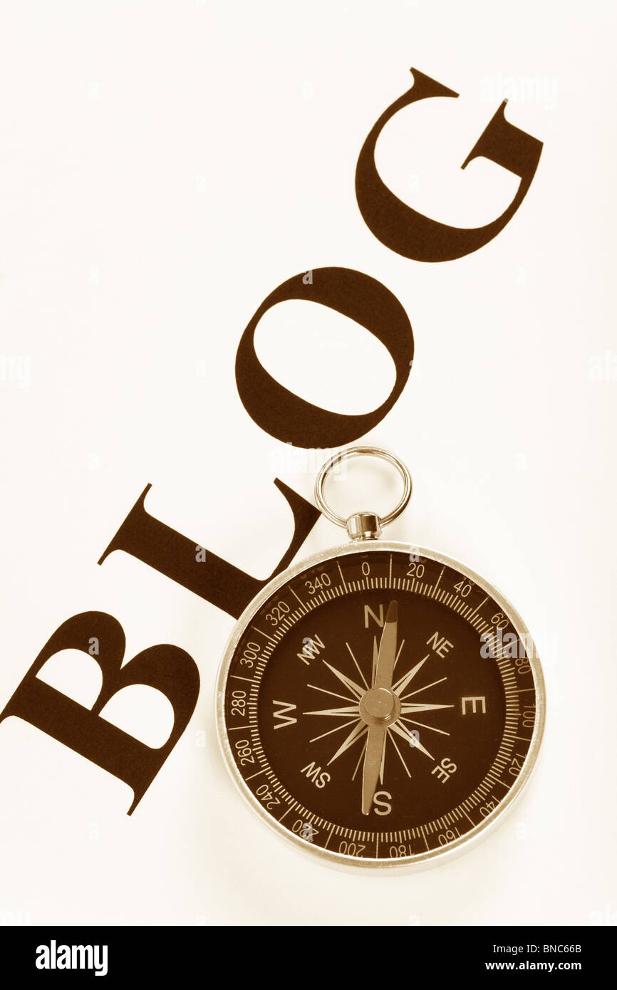 Blog and compass, internet Diary concept Stock Photo