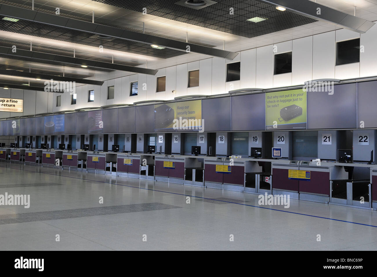 Empty Check In Desks At Manchester Aiport The Airport Was Closed