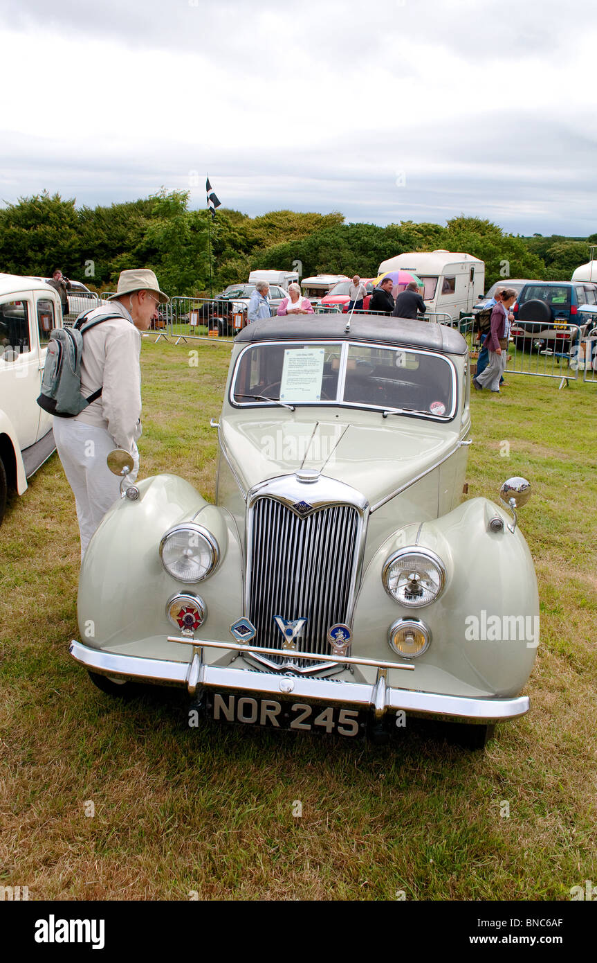 a 1955 Riley RME on display at a country fair near camborne in cornwall, uk Stock Photo