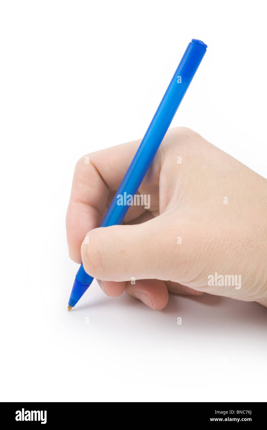 hand holding a pen, writing document Stock Photo - Alamy