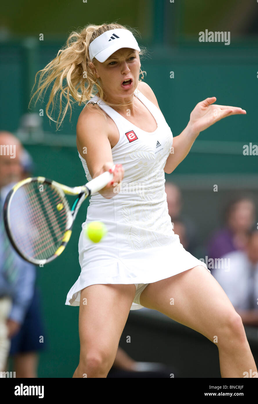 Caroline Wozniacki (DEN) in action during the Wimbledon Tennis