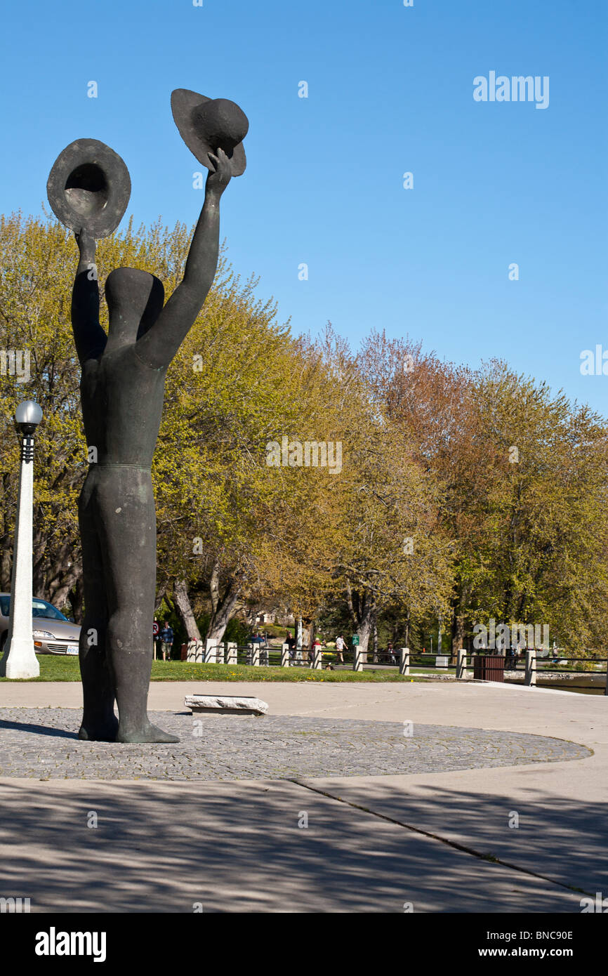 NetherlandsCanada Liberation Monument The Man with Two Hats from behind Stock Photo Alamy