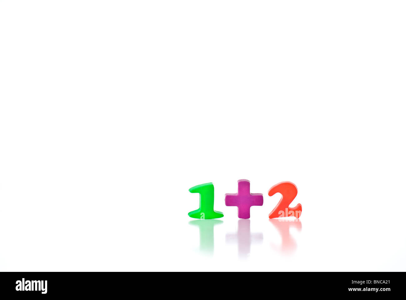 Children's plastic numbers 1 + 2 Stock Photo Alamy