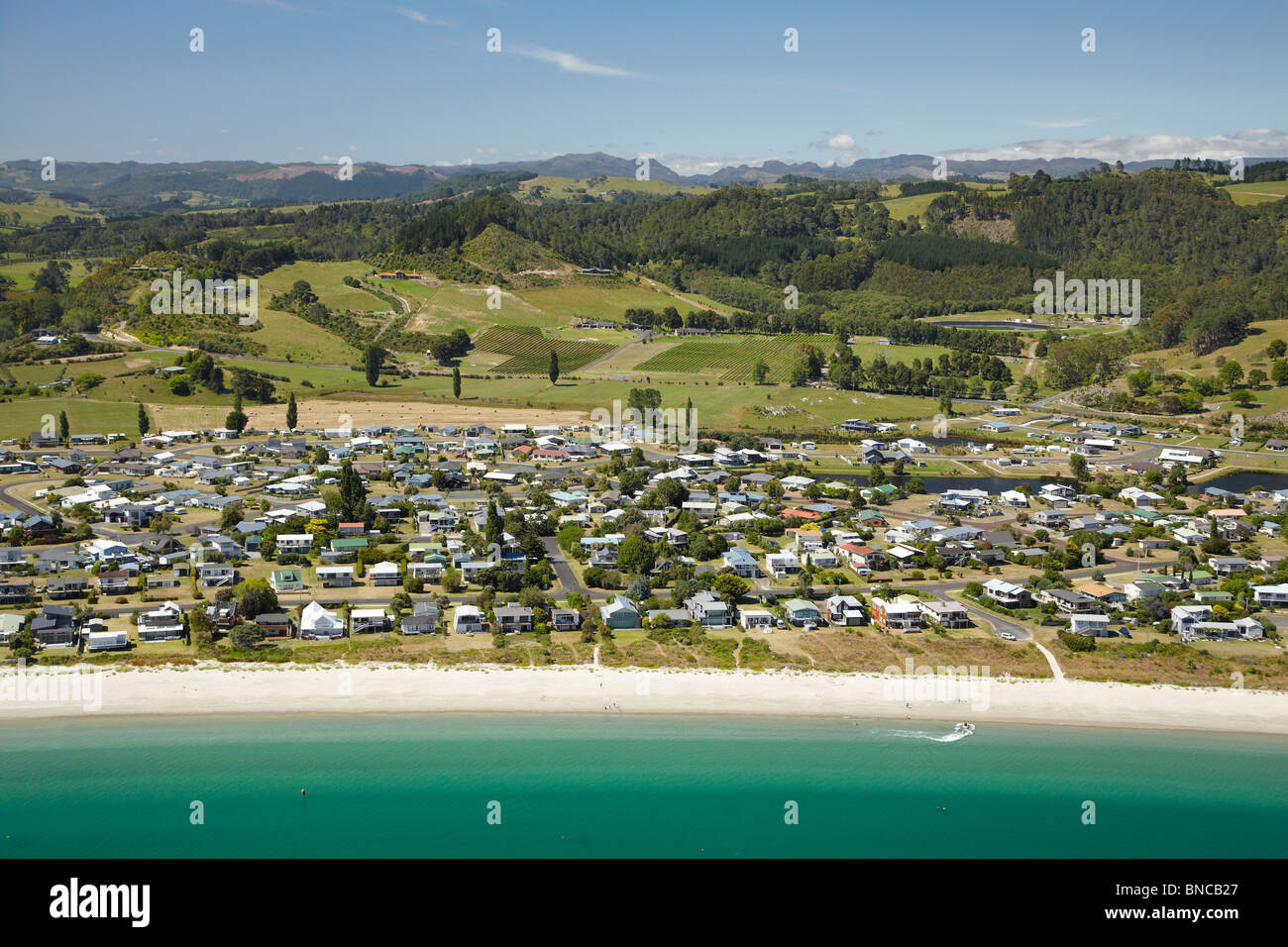 Cooks Beach, Coromandel Peninsula, North Island, New Zealand aerial