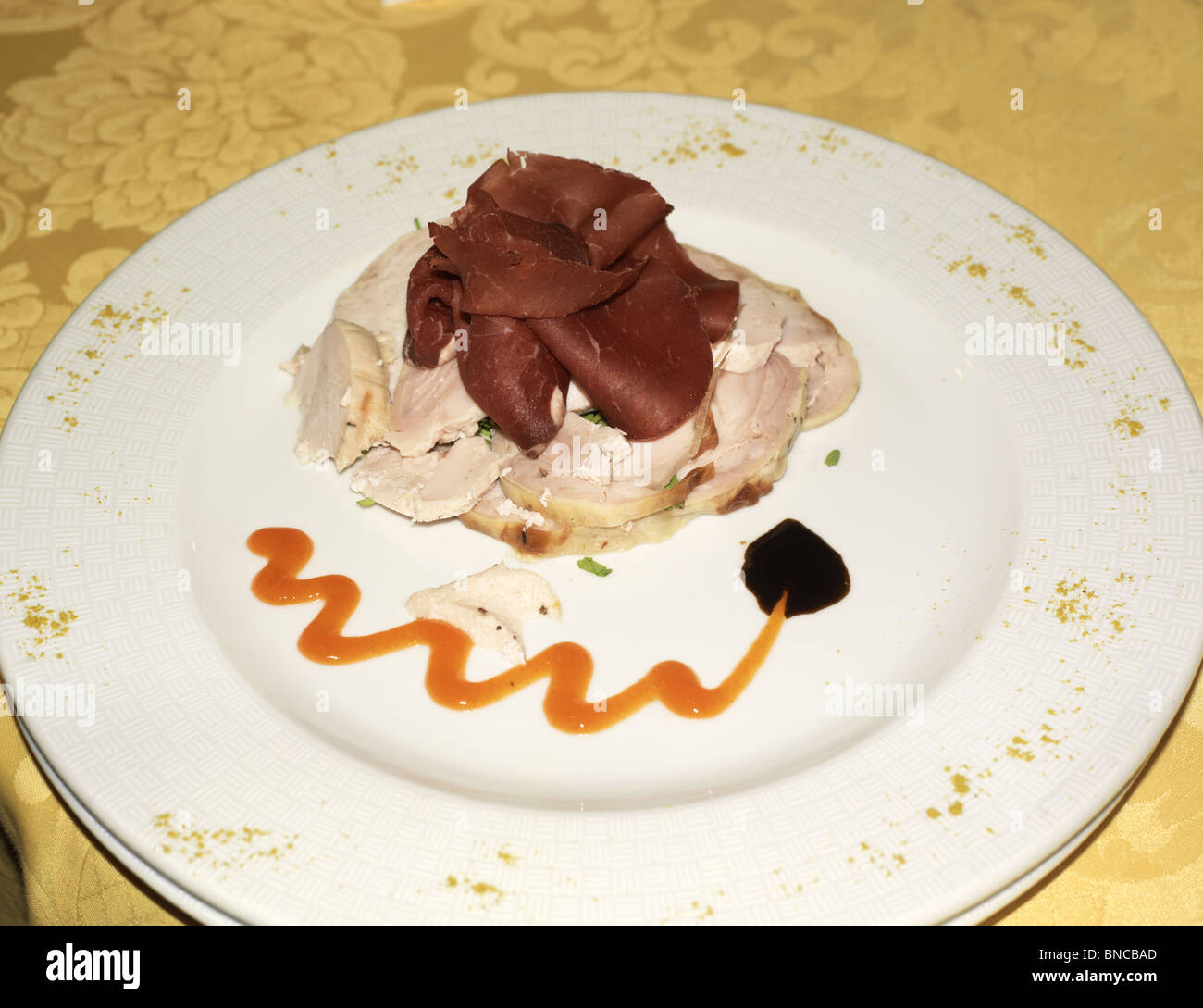 Plate of cold hams palermo sicily italy Stock Photo