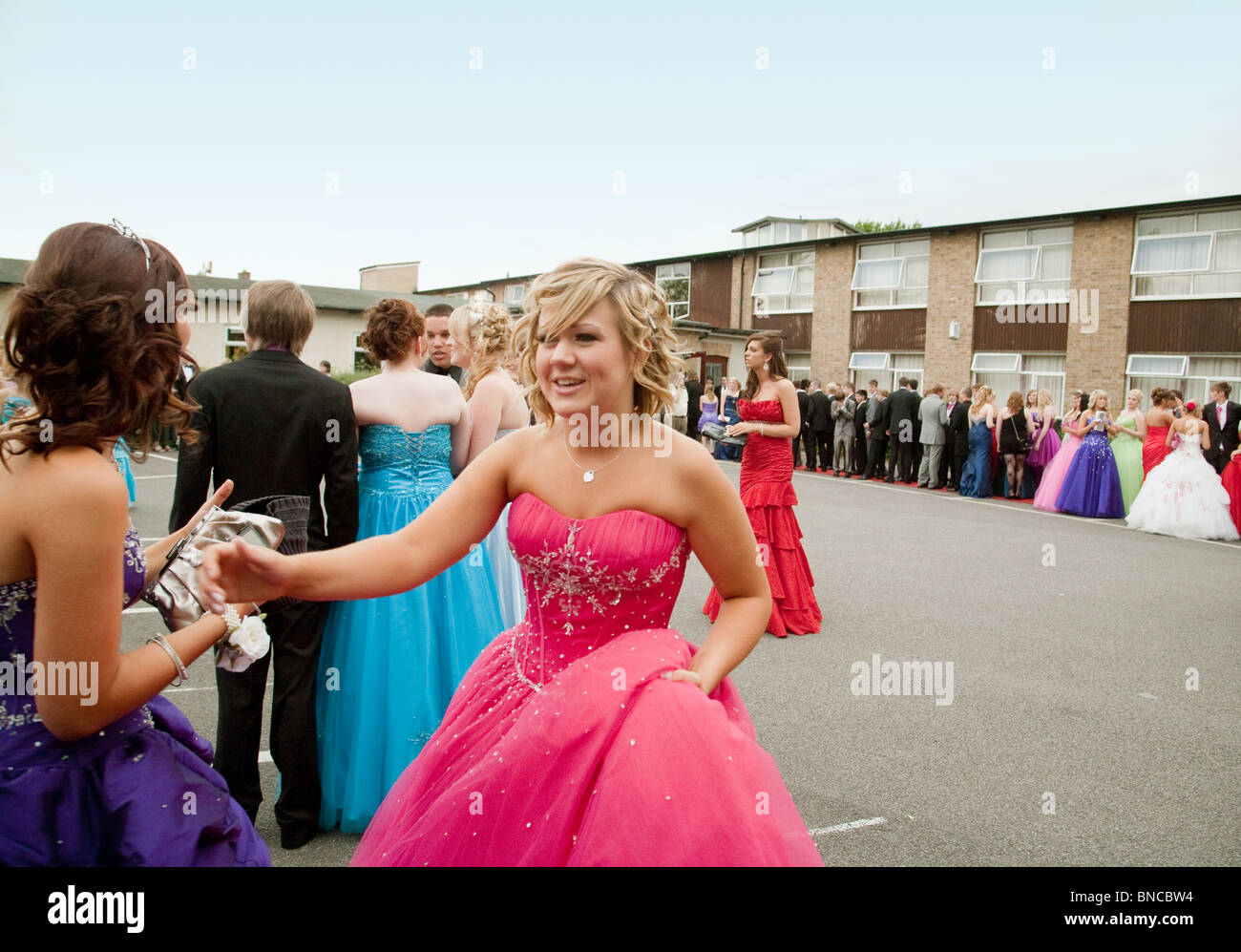 Teenagers arriving for their High School Prom Cambridgeshire, UK Stock