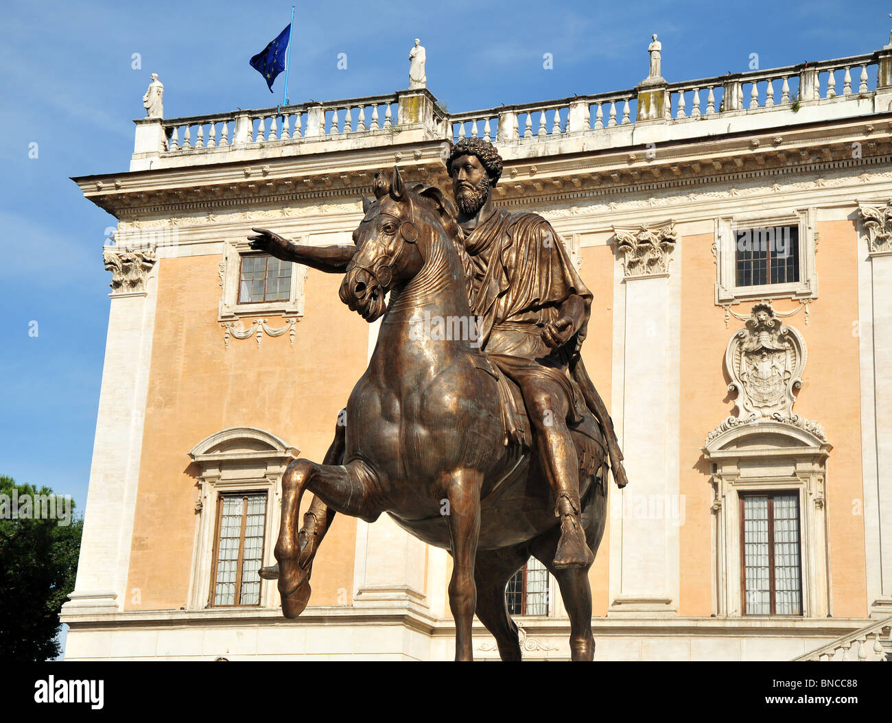 Equestrian Statue of Marcus Aurelius in the Capitoline Hill (Campidoglio) , Rome, Italy. Stock Photo