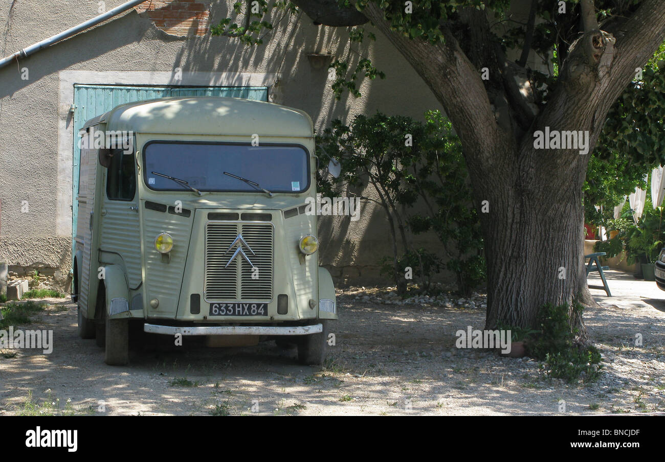 Old Citroen van in a  courtyard France, Provence  , Stock Photo