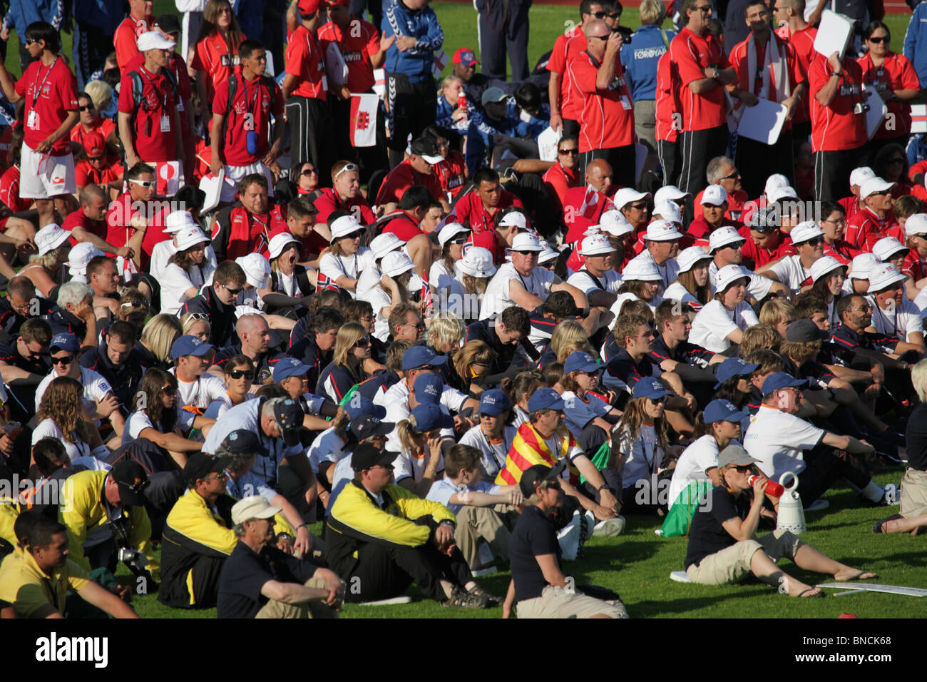 Participating islands athletes at Opening Ceremony Natwest Island Games 2009 in Mariehamn on Åland June 27 2009 Stock Photo