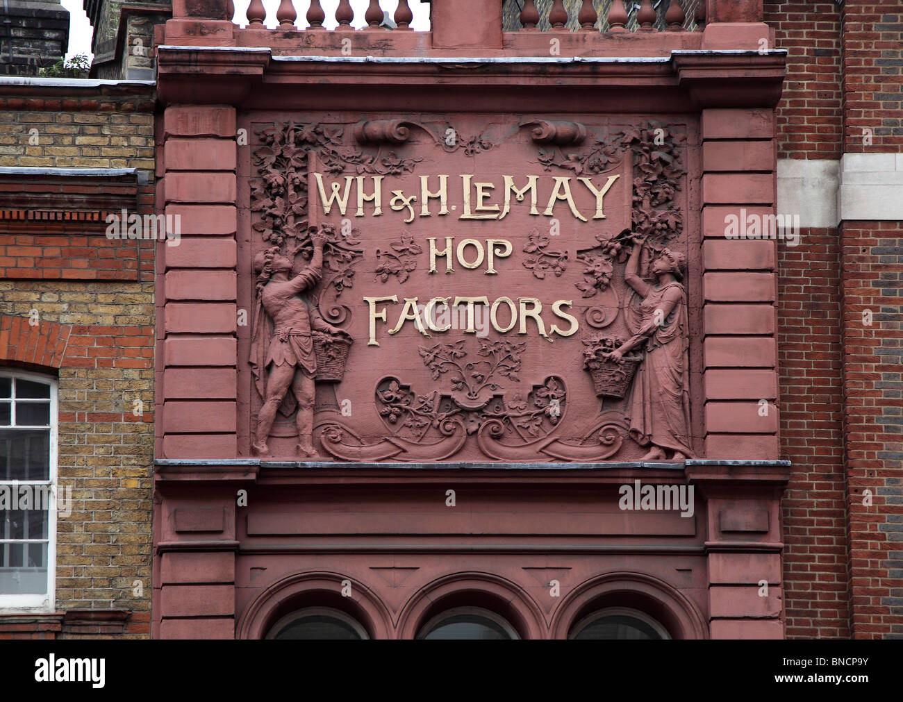 Building ornamentation for Hop Factors, London Stock Photo