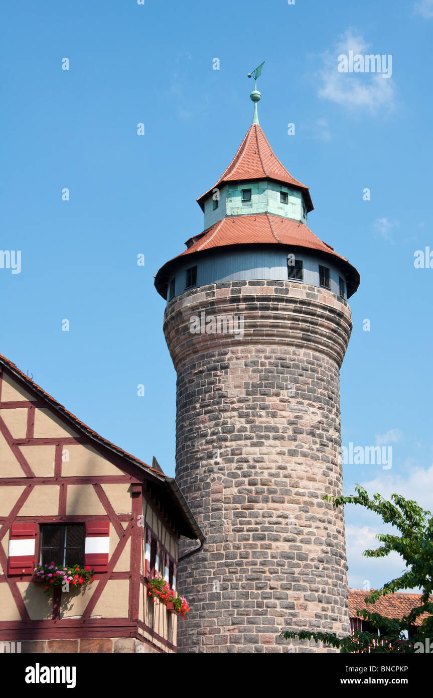 Sinwellturm tower in the Kaiserburg Castle, Nuremberg, Germany. Stock Photo