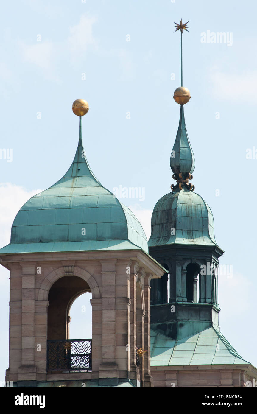 Nuremberg town hall spires, Germany Stock Photo