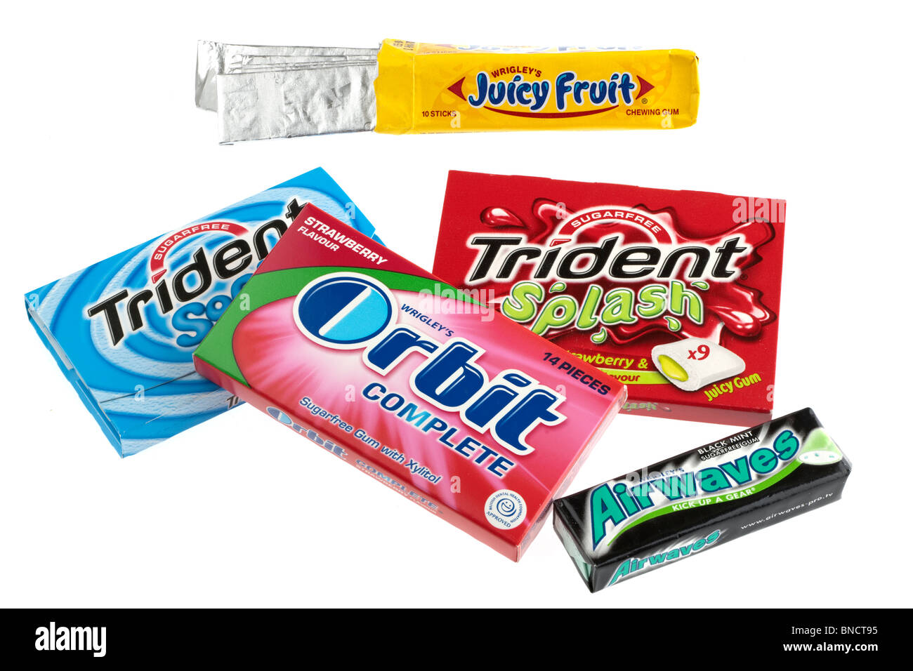 Four packets of chewing gum Stock Photo - Alamy