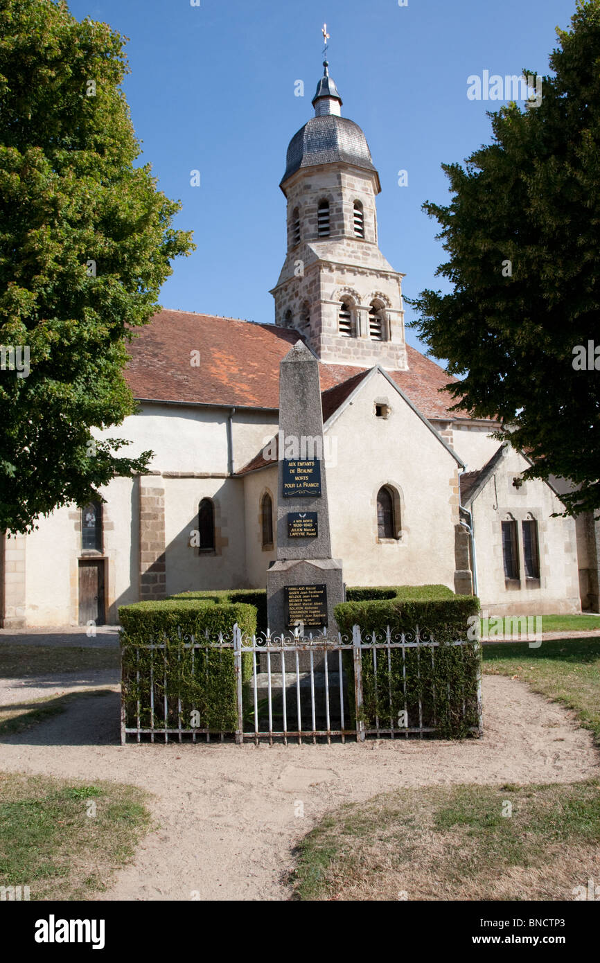 War memorial in the village of Louroux de Beaune, the Auvergne, France. Stock Photo
