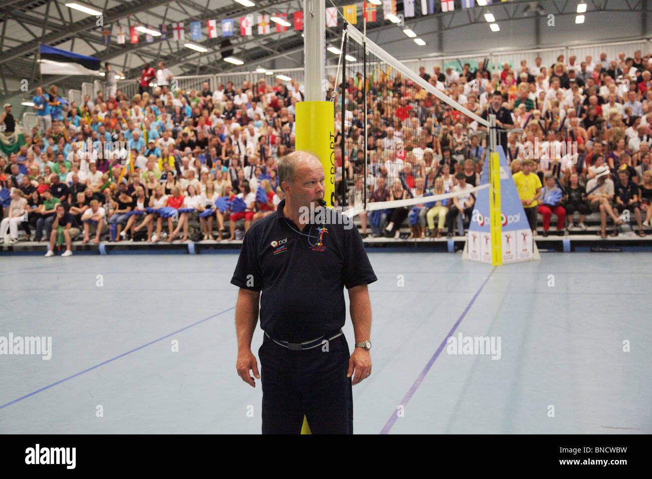 Volleyball final Aland Saaremaa Natwest Island Games 2009 at Baltichallen in Mariehamn Åland June 28 2009 Stock Photo