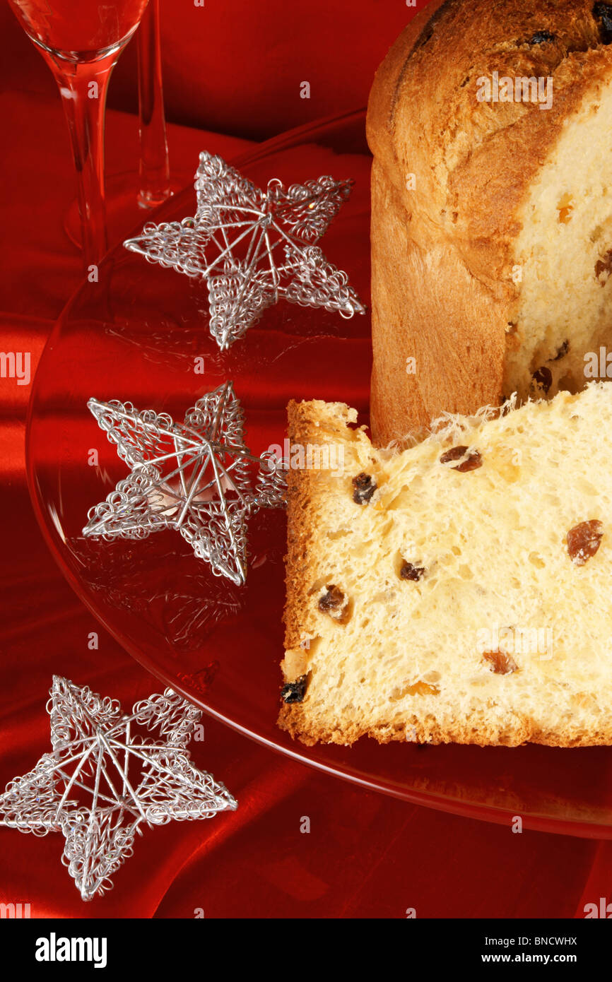 Panettone the italian Christmas fruit cake Stock Photo