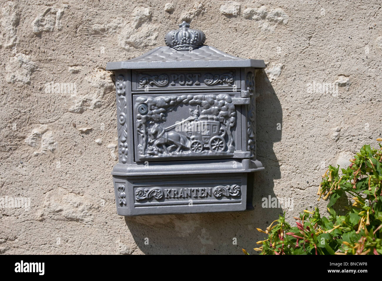 Postbox in the Auvergne, France. Stock Photo