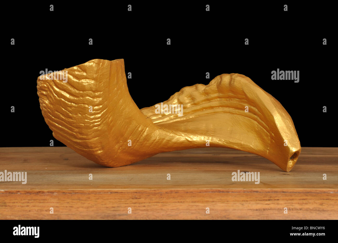 A golden Ram's horn. The original horn is used to make the unique