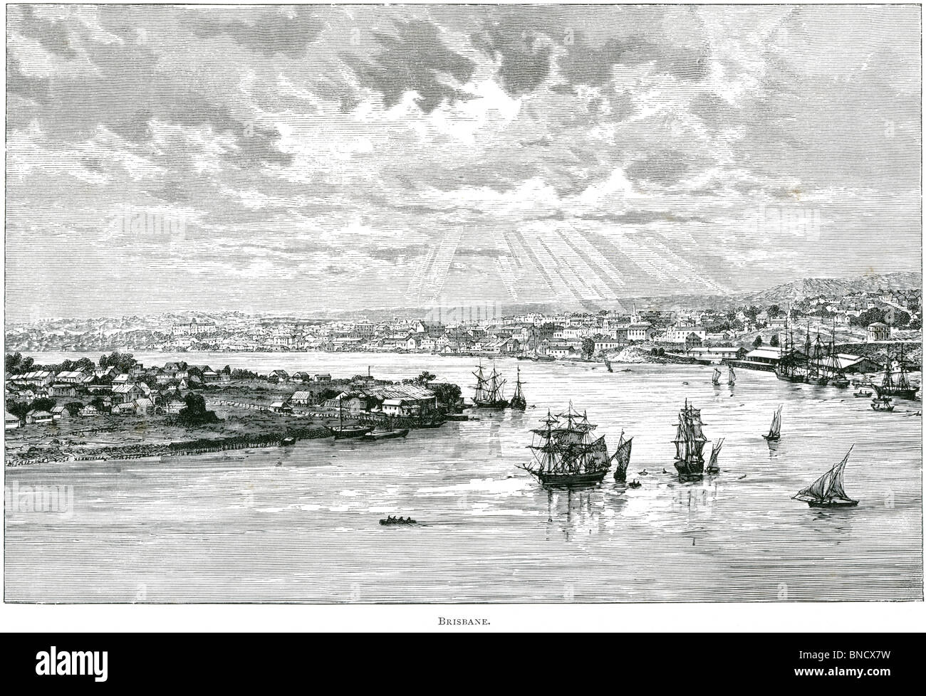 An engraving of Brisbane, Queensland, Australia published in a book
