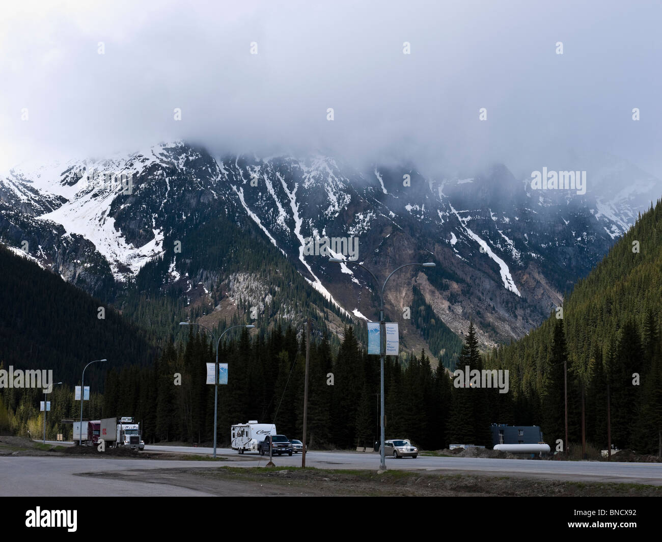Trans Canada route 1 at Rogers Pass National Historic Site at 1330m ...