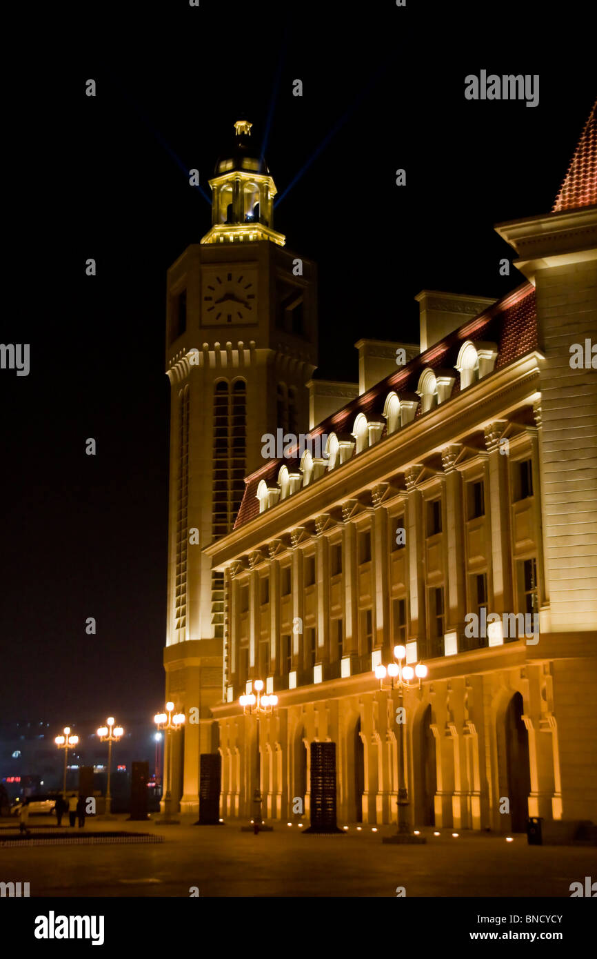 business center night scenes in Tianjing China Stock Photo