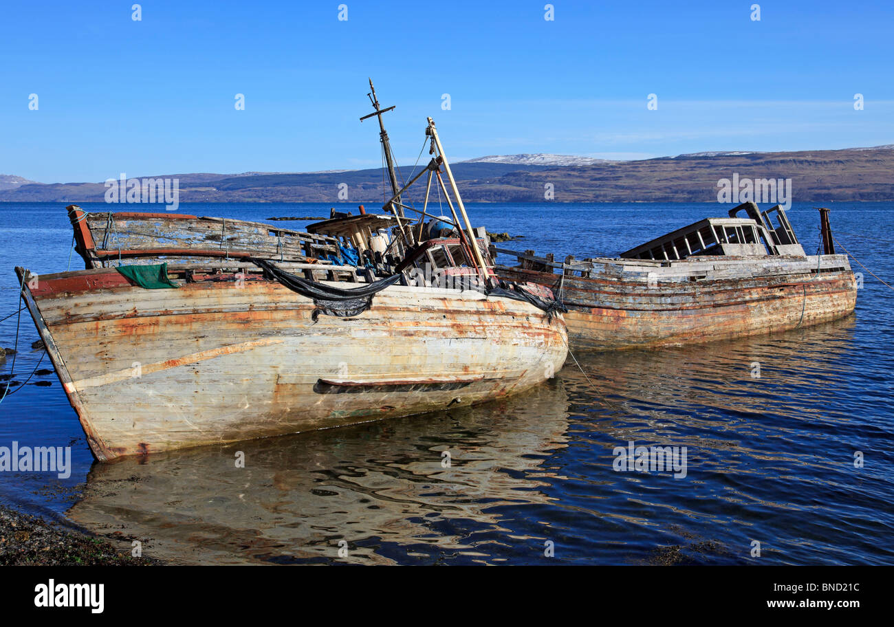 Shipwrecks at Salen Bay, Isle of Mull, Western Isles, Scotland Stock Photo