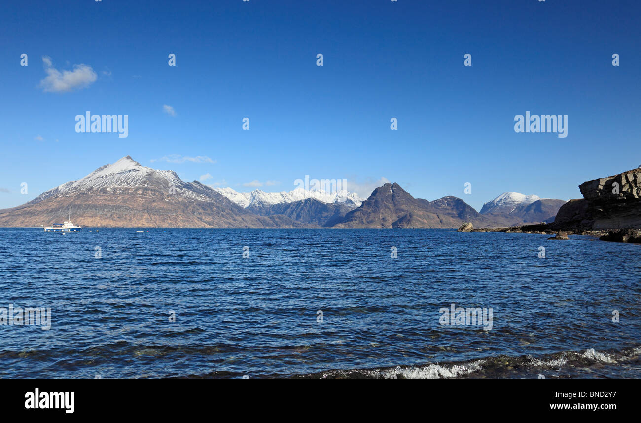 The Cuillin mountains on the Isle of Skye seen from Elgol across Loch Scavaig Stock Photo