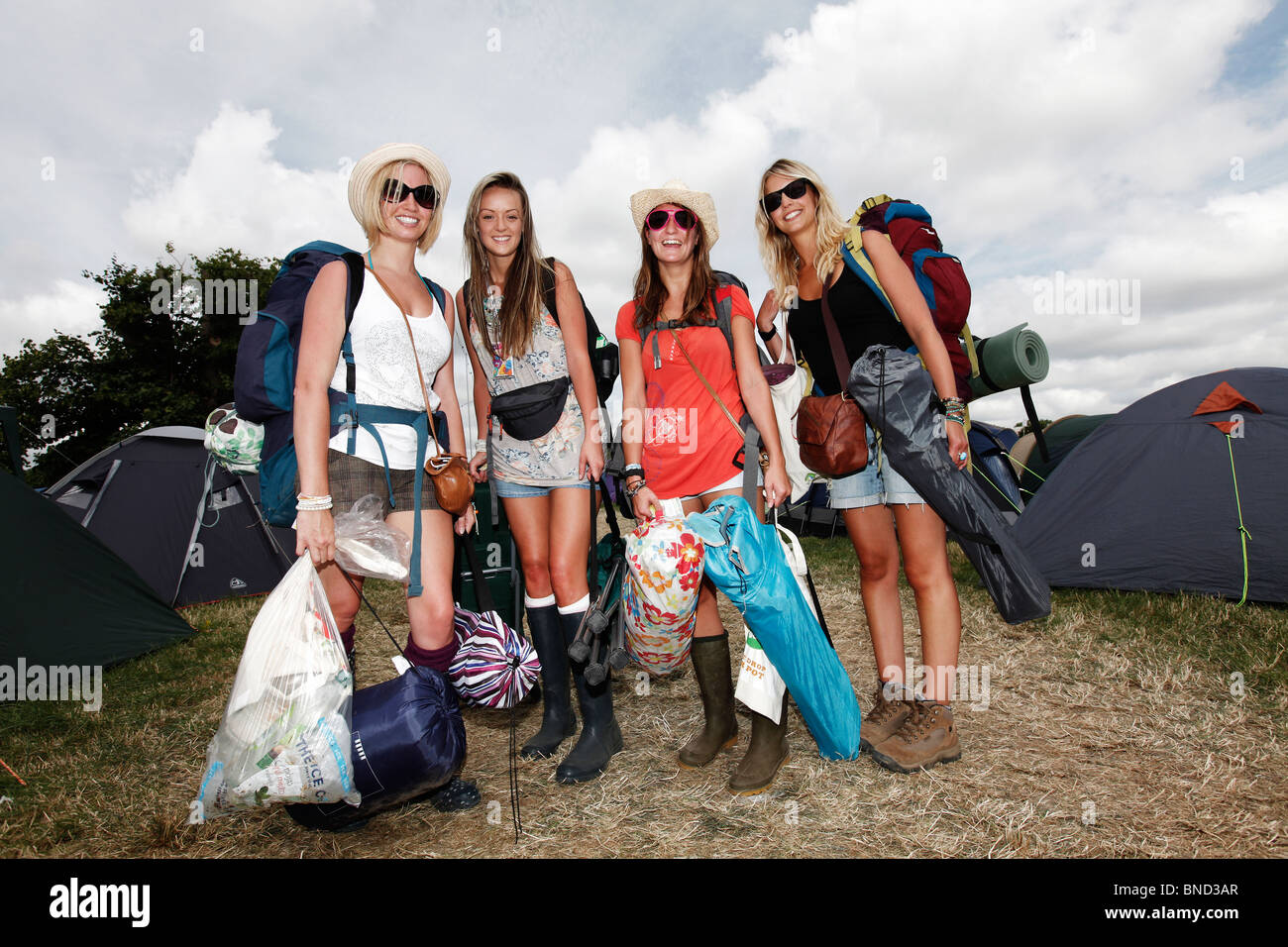 Camping at Glastonbury Music Festival Stock Photo Alamy