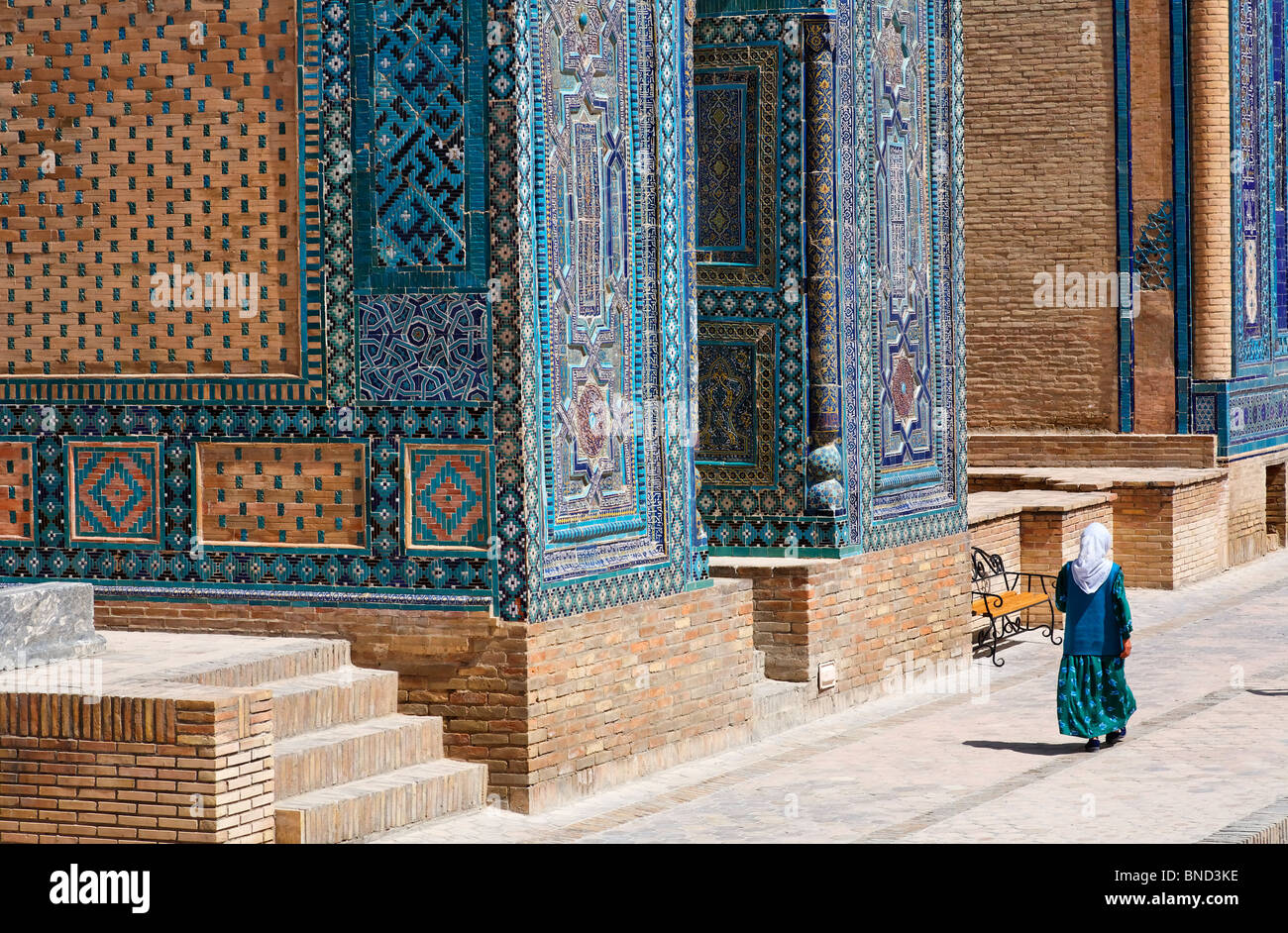 The Shah-i-Zindi, the avenue of mausoleums, Samarkand, Uzbekistan Stock Photo