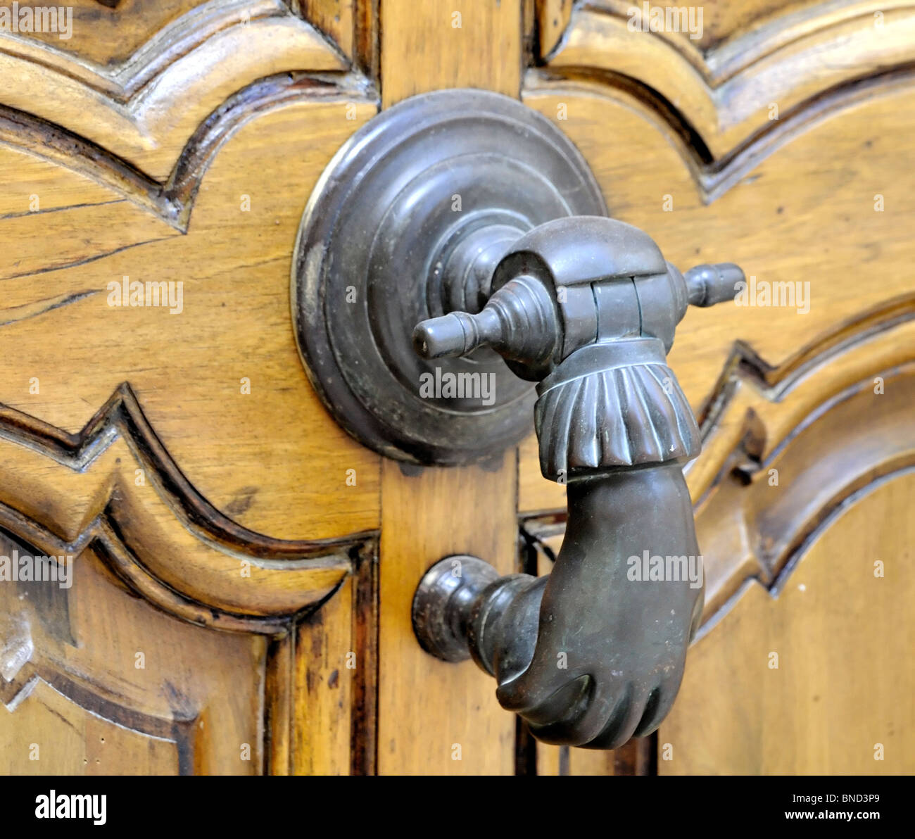 Typically French brass door knocker Stock Photo
