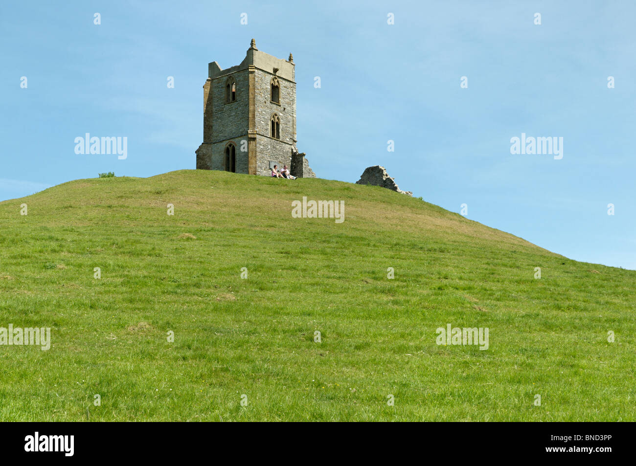 prominent landmark of Burrow mump in Somerset on a sunny day Stock Photo