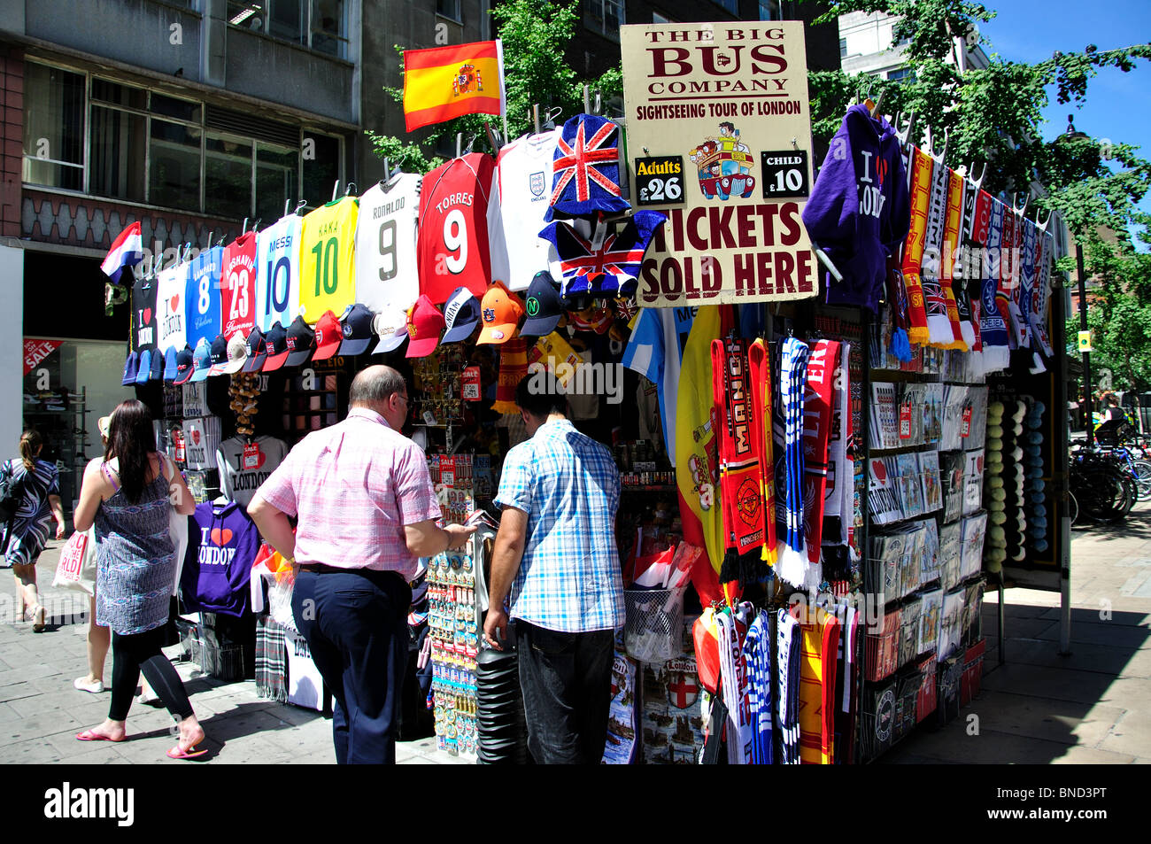 Souvenir stall, Oxford Street, City of Westminster, London, England, United Kingdom Stock Photo
